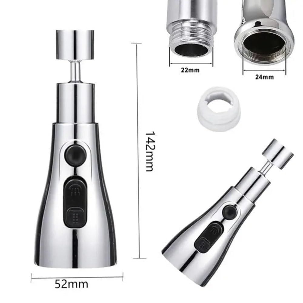 360° Rotating Kitchen Tap Extender | Flexible Faucet Attachment with 2/3 Spray Modes | Universal Sink Splash Filter for Kitchen