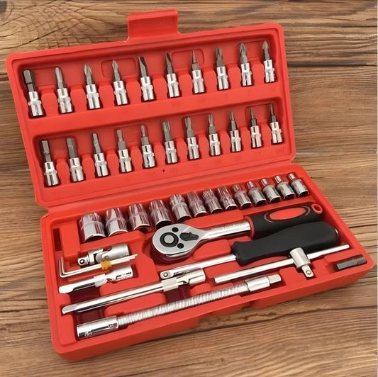 46 Piece Drive Socket Wrench Set with Case-complete repair tool