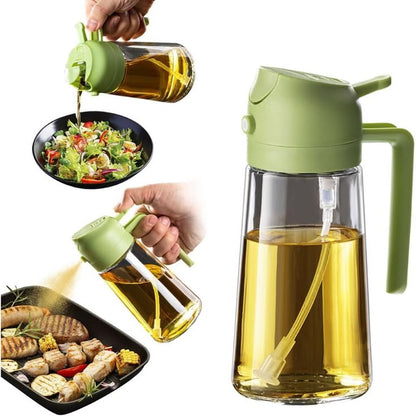 2-in-1 Glass Oil Dispenser and Sprayer Bottle for Kitchen