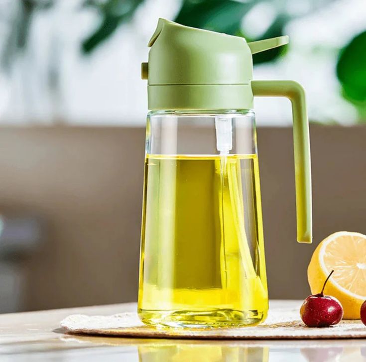 2-in-1 Glass Oil Dispenser and Sprayer Bottle for Kitchen