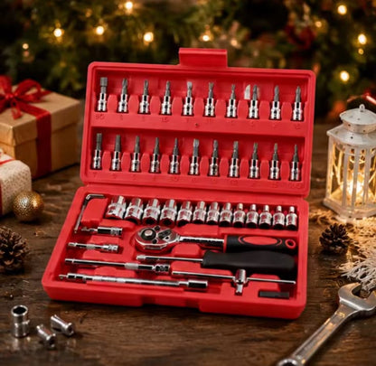 46 Piece Drive Socket Wrench Set with Case-complete repair tool