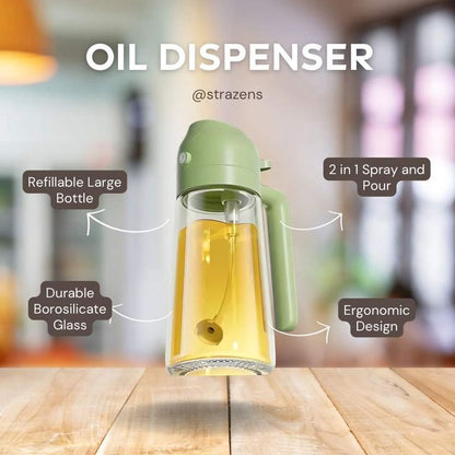 2-in-1 Glass Oil Dispenser and Sprayer Bottle for Kitchen
