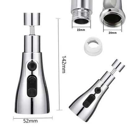 360° Rotating Kitchen Tap Extender, Flexible Faucet Attachment with 2/3 Mode Spray Head