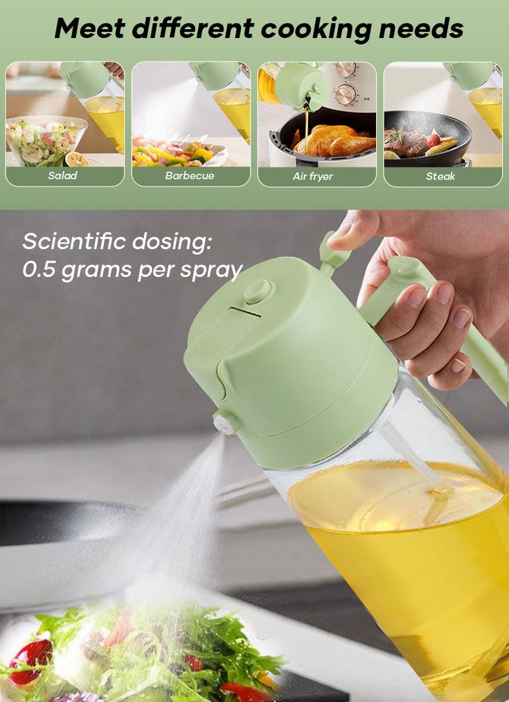 2-in-1 Glass Oil Dispenser and Sprayer Bottle for Kitchen
