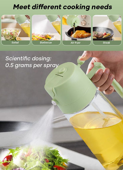 2-in-1 Glass Oil Dispenser and Sprayer Bottle for Kitchen