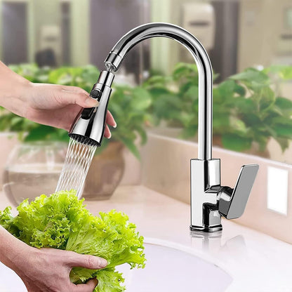 360° Rotating Kitchen Tap Extender, Flexible Faucet Attachment with 2/3 Mode Spray Head