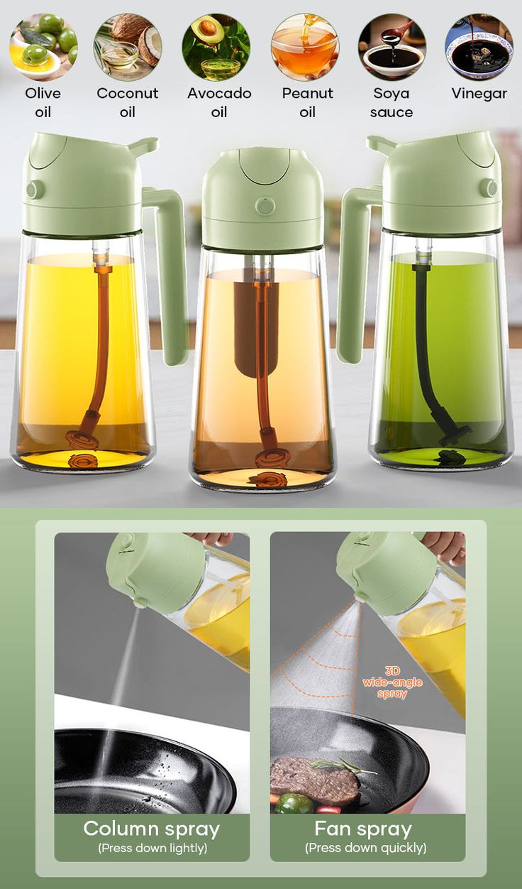 2-in-1 Glass Oil Dispenser and Sprayer Bottle for Kitchen