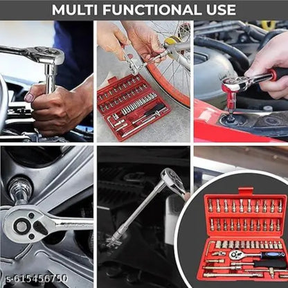 46 Piece Drive Socket Wrench Set with Case-complete repair tool
