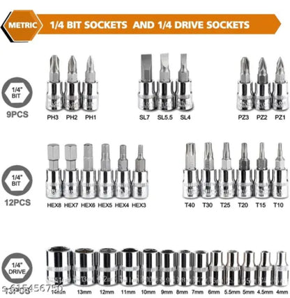 46 Piece Drive Socket Wrench Set with Case-complete repair tool