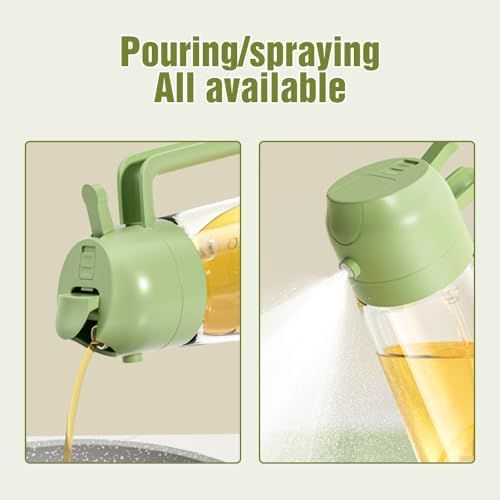 2-in-1 Glass Oil Dispenser and Sprayer Bottle for Kitchen