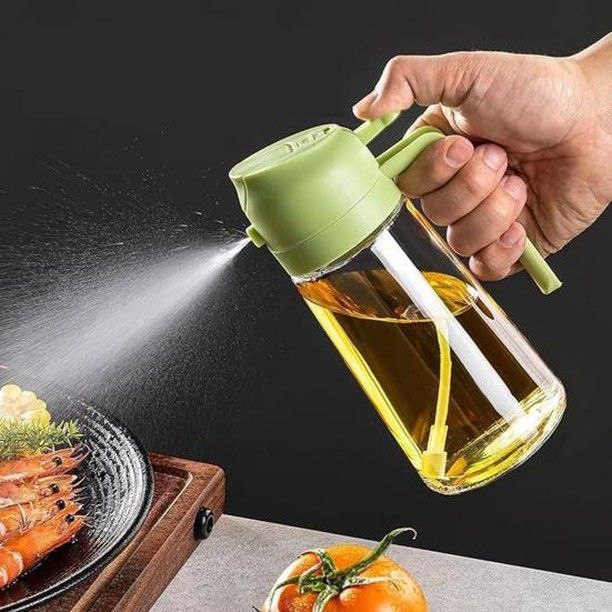 2-in-1 Glass Oil Dispenser and Sprayer Bottle for Kitchen