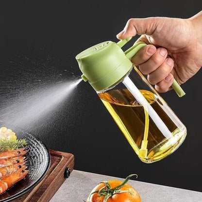 2-in-1 Glass Oil Dispenser and Sprayer Bottle for Kitchen