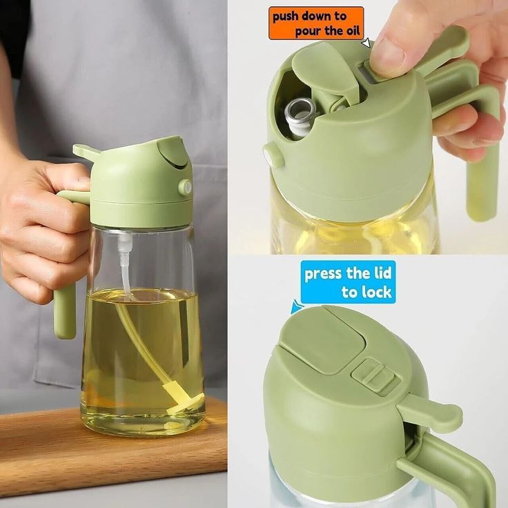 2-in-1 Glass Oil Dispenser and Sprayer Bottle for Kitchen