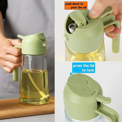 2-in-1 Glass Oil Dispenser and Sprayer Bottle for Kitchen